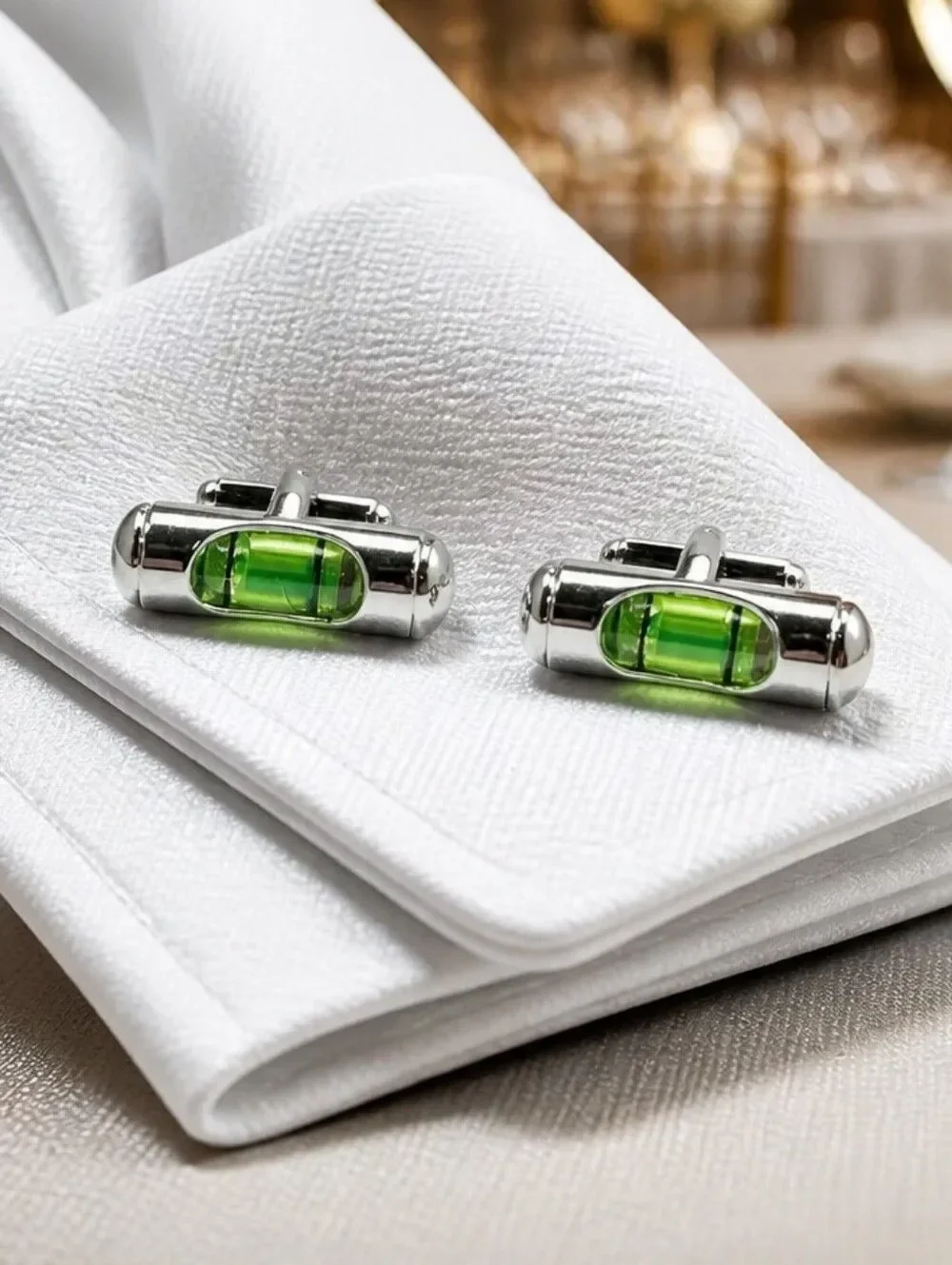 Green Level Cufflinks Working Bubble Novelty Engineer Architect Contractor Gift